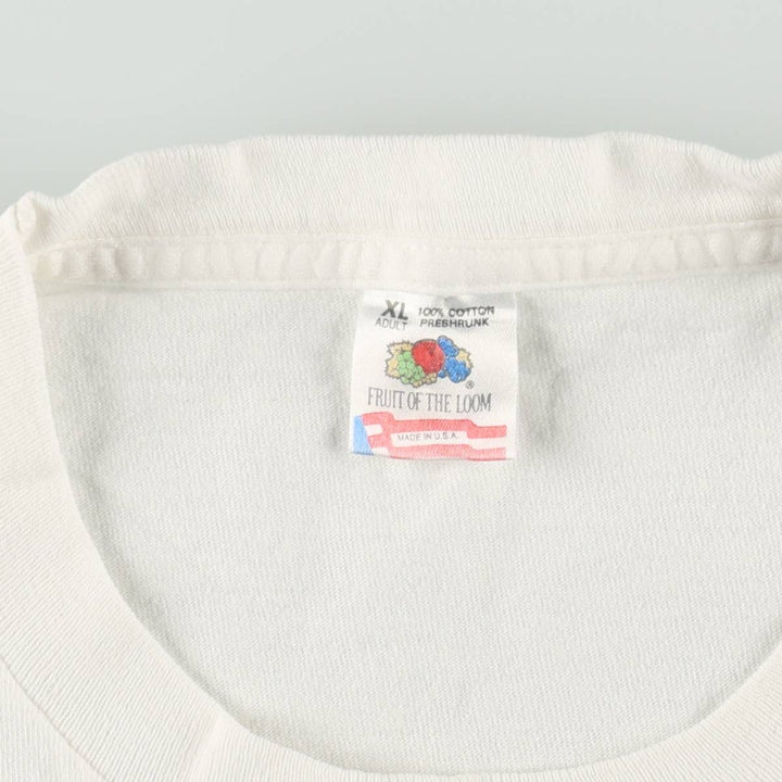 90'S Fruit of the Loom Art T-Shirt, Made in USA, Men's XL equivalent, Vintage cotton white type Vintage Second Hand