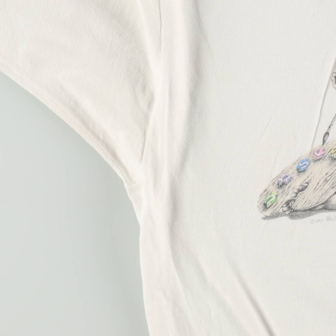 90'S Fruit of the Loom Art T-Shirt, Made in USA, Men's XL equivalent, Vintage cotton white type Vintage Second Hand