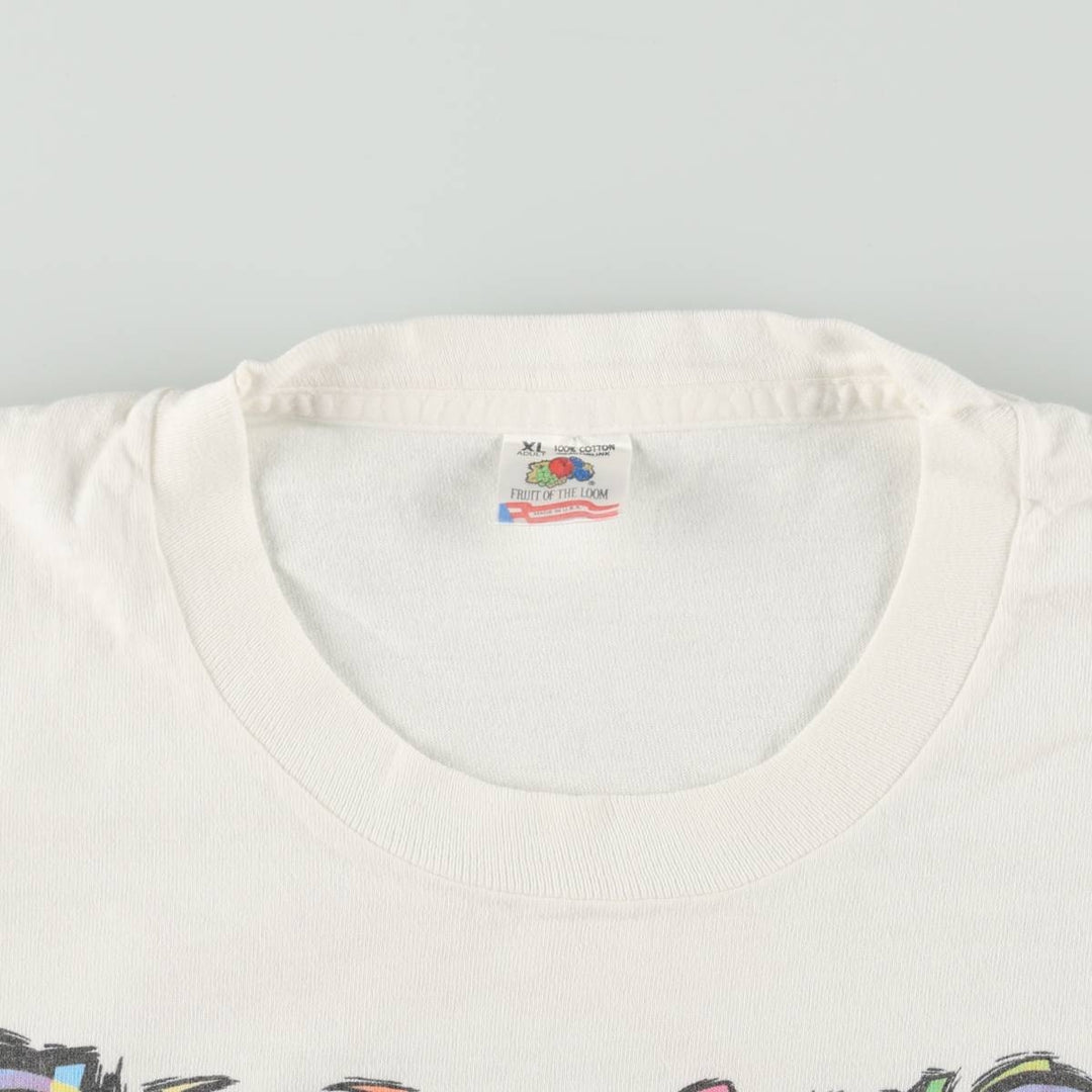 90'S Fruit of the Loom Art T-Shirt, Made in USA, Men's XL equivalent, Vintage cotton white type Vintage Second Hand
