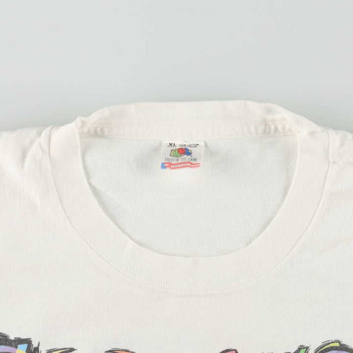 90'S Fruit of the Loom Art T-Shirt, Made in USA, Men's XL equivalent, Vintage cotton white type Vintage Second Hand