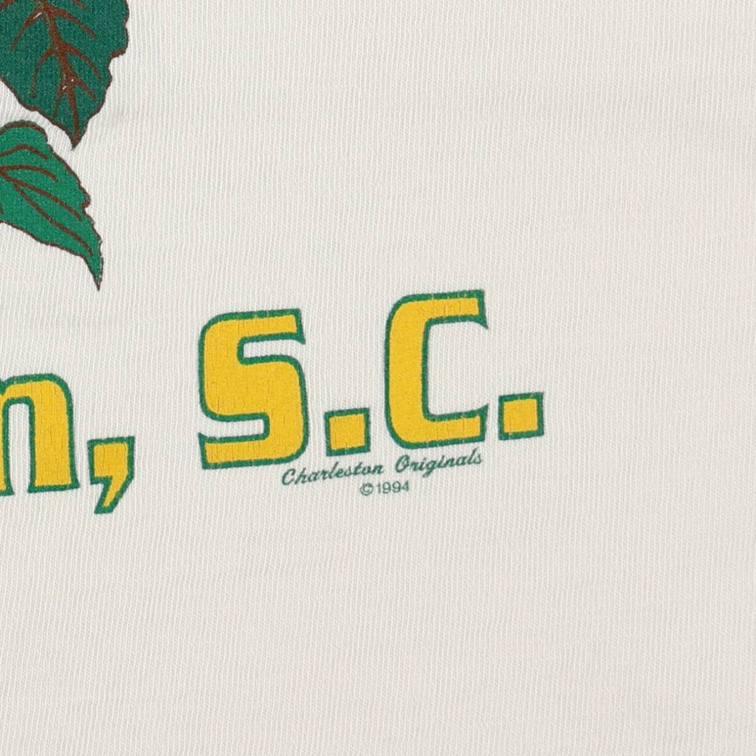 90'S MARKET TEES Floral Sunflower Pattern Souvenir T-Shirt, Men's Size L (Equivalent), Vintage unclear white type Vintage Second Hand