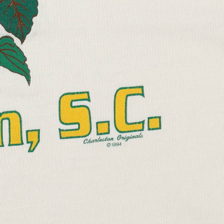 90'S MARKET TEES Floral Sunflower Pattern Souvenir T-Shirt, Men's Size L (Equivalent), Vintage unclear white type Vintage Second Hand
