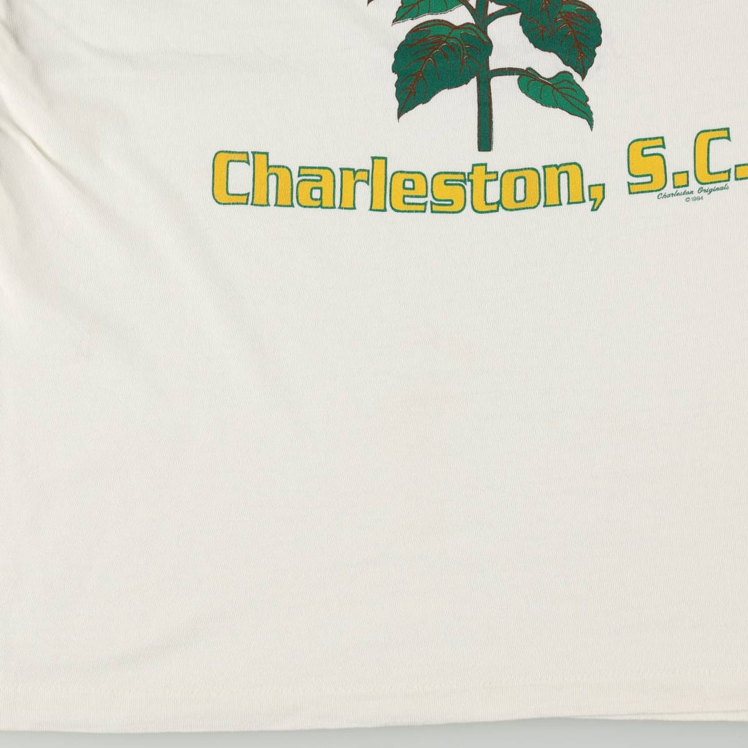 90'S MARKET TEES Floral Sunflower Pattern Souvenir T-Shirt, Men's Size L (Equivalent), Vintage unclear white type Vintage Second Hand