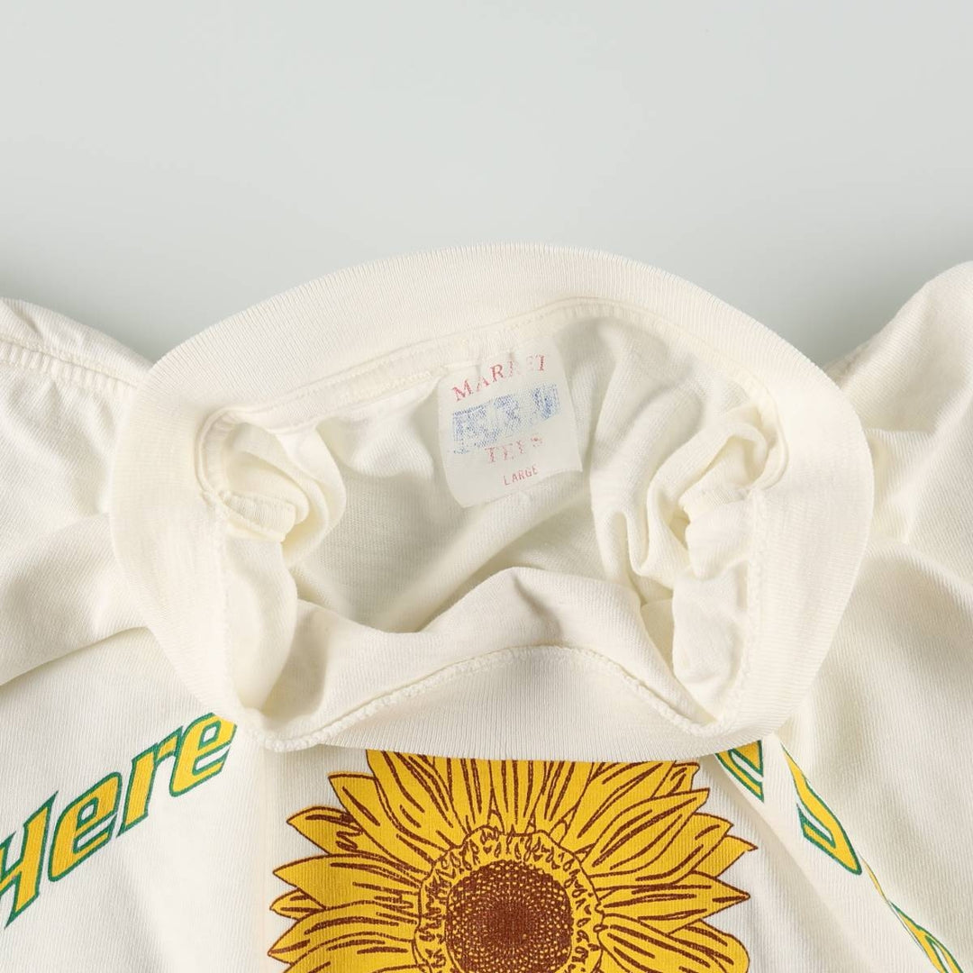 90'S MARKET TEES Floral Sunflower Pattern Souvenir T-Shirt, Men's Size L (Equivalent), Vintage unclear white type Vintage Second Hand