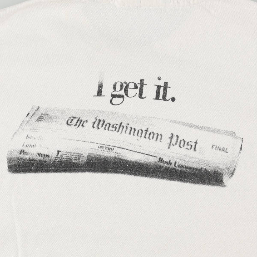 90'S message print T-shirt, men's size L equivalent, vintage. unclear white type Vintage Second Hand