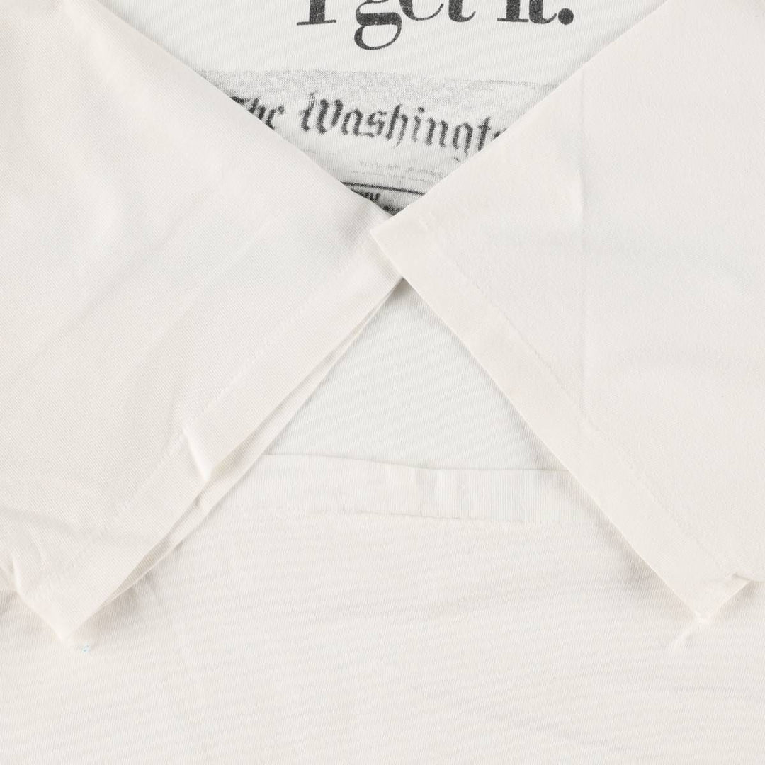 90'S message print T-shirt, men's size L equivalent, vintage. unclear white type Vintage Second Hand