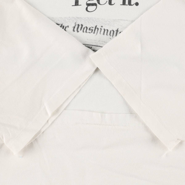90'S message print T-shirt, men's size L equivalent, vintage. unclear white type Vintage Second Hand