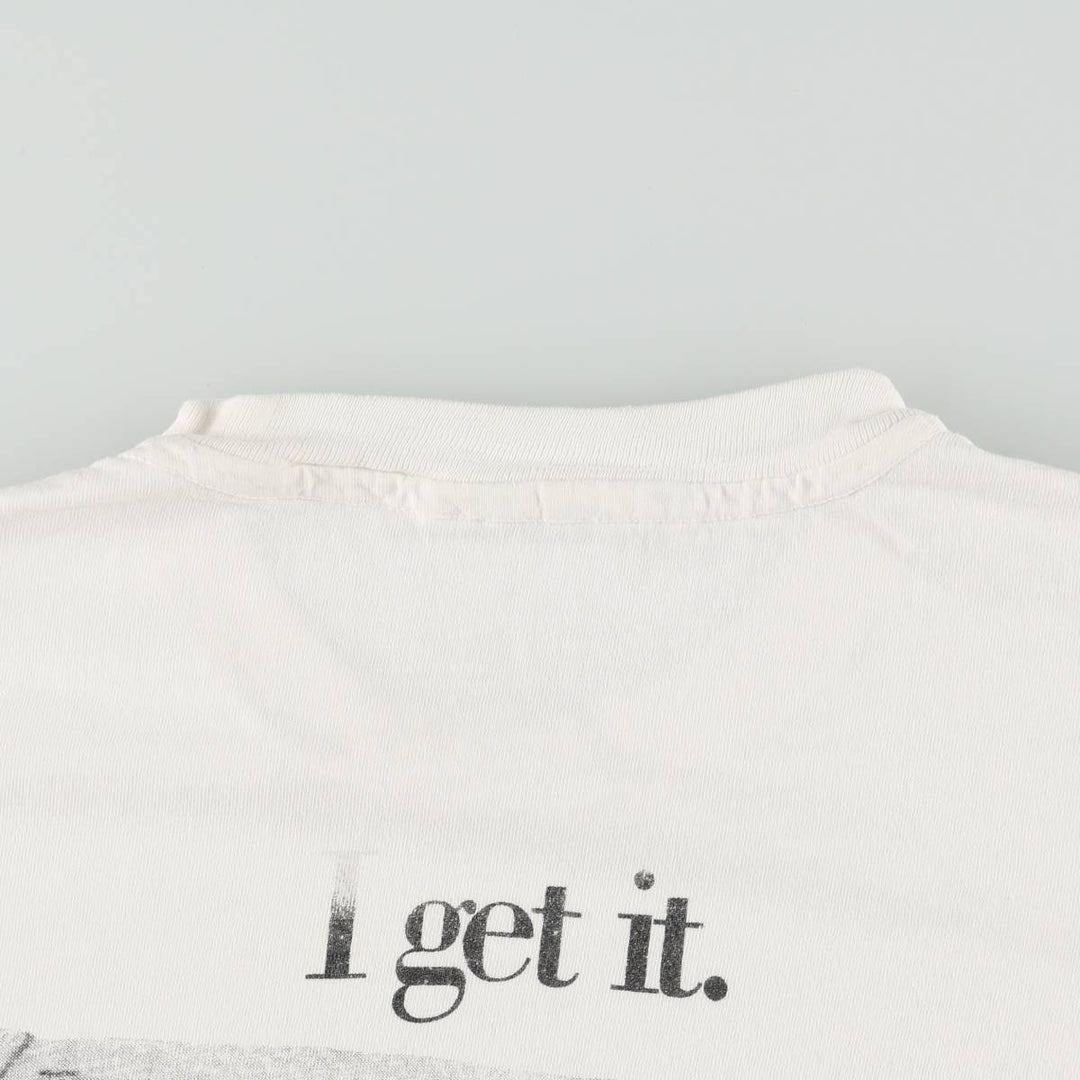 90'S message print T-shirt, men's size L equivalent, vintage. unclear white type Vintage Second Hand