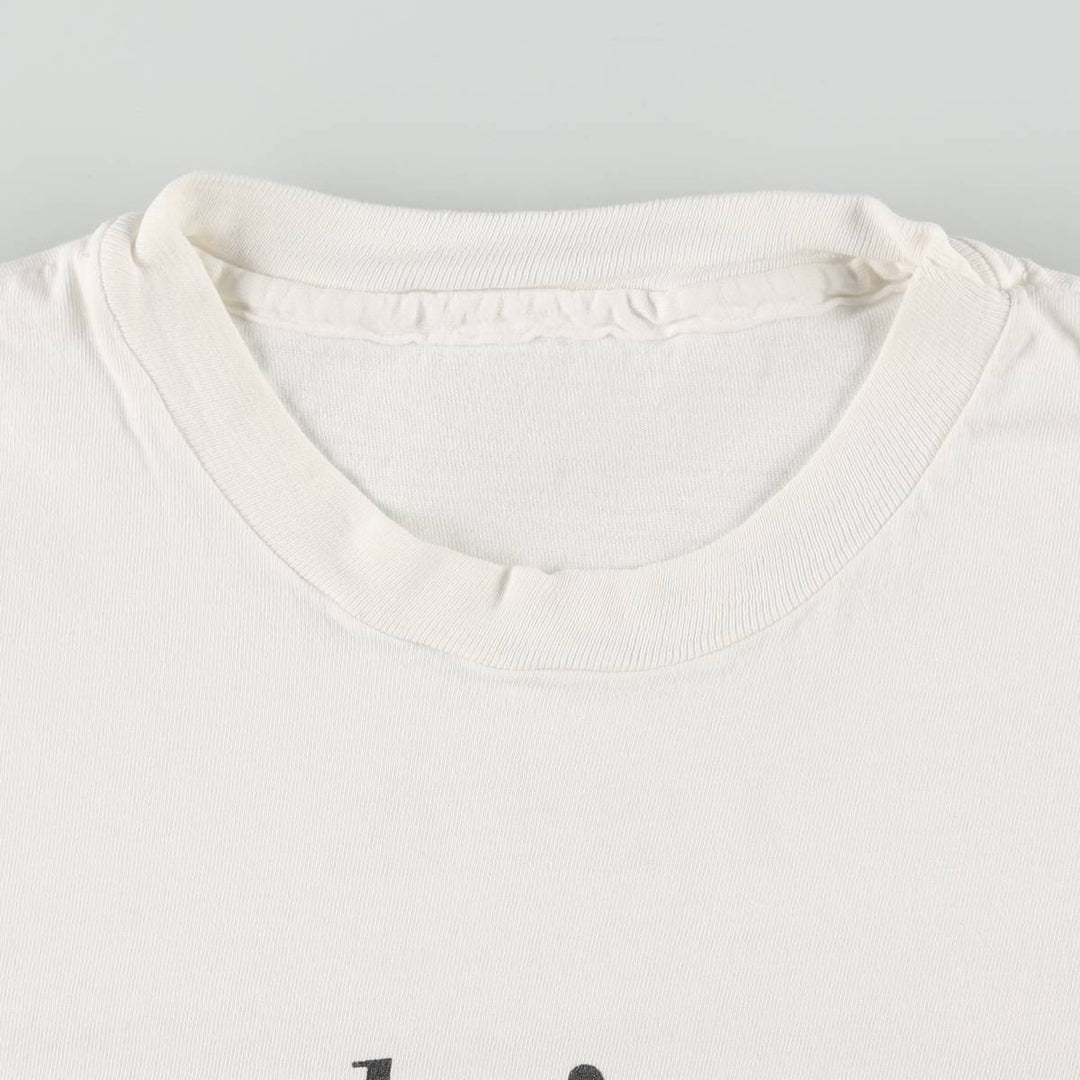 90'S message print T-shirt, men's size L equivalent, vintage. unclear white type Vintage Second Hand