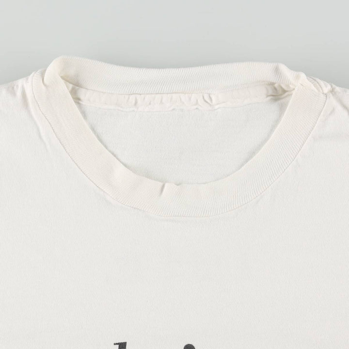 90'S message print T-shirt, men's size L equivalent, vintage. unclear white type Vintage Second Hand
