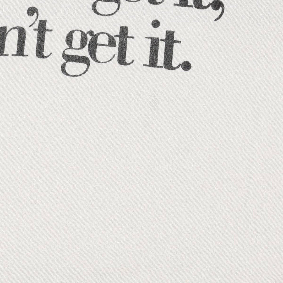 90'S message print T-shirt, men's size L equivalent, vintage. unclear white type Vintage Second Hand