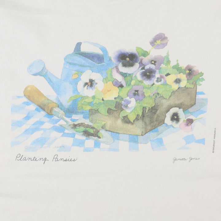 90'S Hanes BEEFY-T Art T-shirt, Men's L size, Vintage cotton white type Vintage Second Hand
