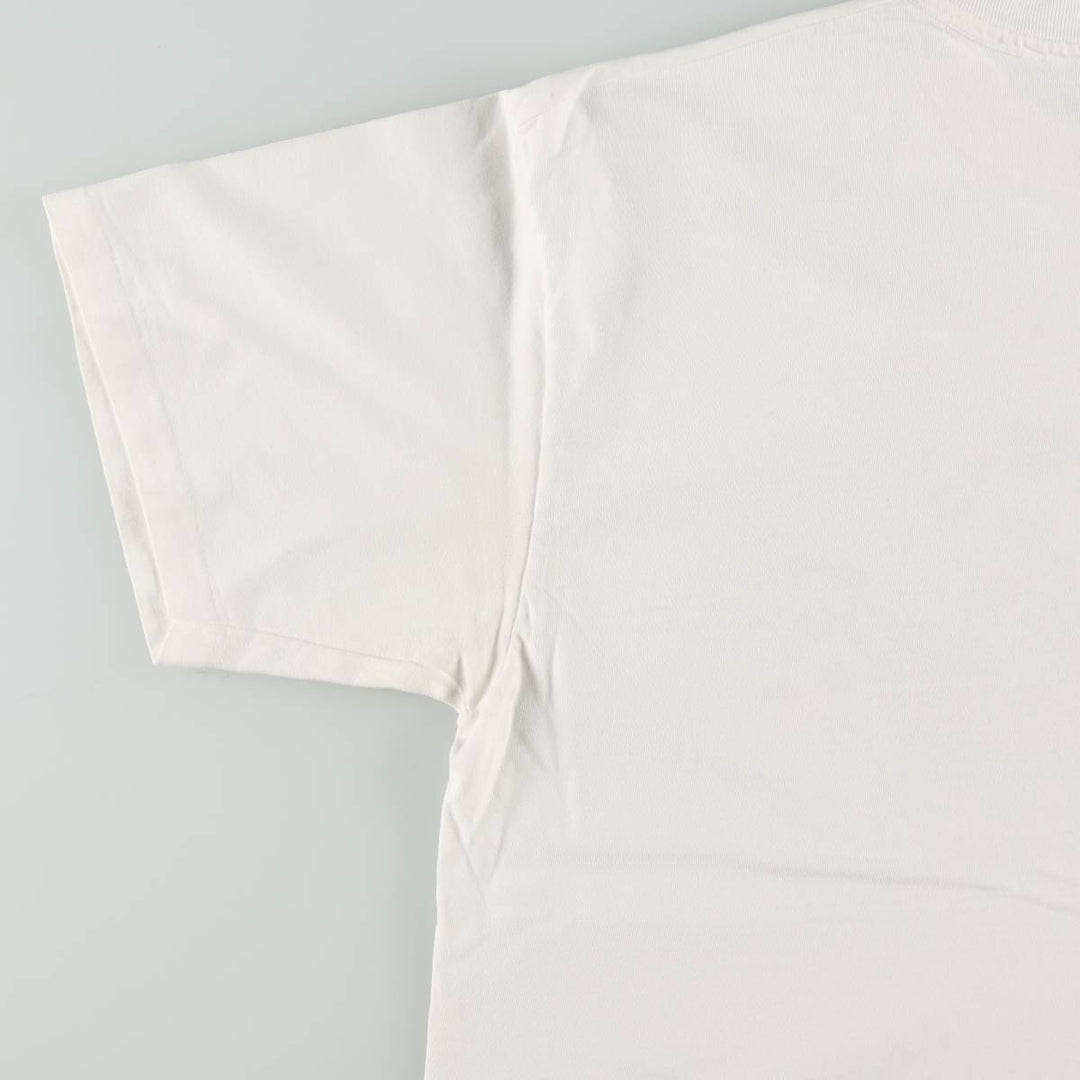 90'S Hanes BEEFY-T Art T-shirt, Men's L size, Vintage cotton white type Vintage Second Hand
