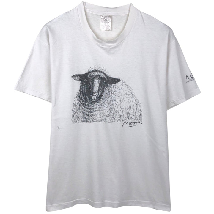 1990'S Art Gallery of Ontario AGO HENRY MOORE Art T-shirt, Made in Canada, Men's XL equivalent, Vintage cotton white type Vintage Second Hand