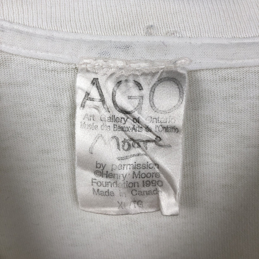 1990'S Art Gallery of Ontario AGO HENRY MOORE Art T-shirt, Made in Canada, Men's XL equivalent, Vintage cotton white type Vintage Second Hand