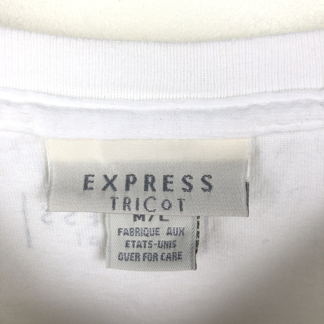 90'S EXPRESS TRICOT Floral Sunflower Pattern Art T-Shirt, Made in USA, Women's Size L (Equivalent), Vintage cotton white type Vintage Second Hand