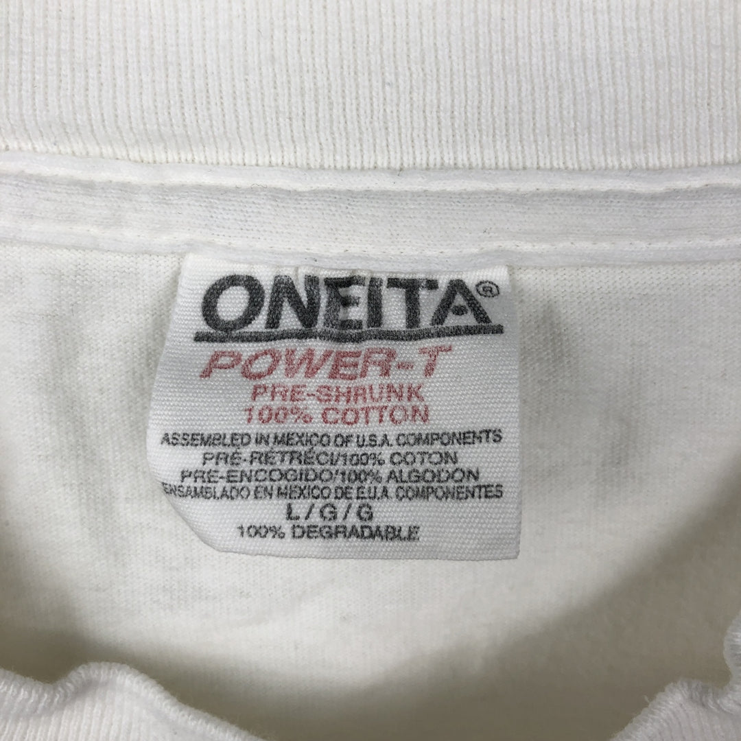90'S ONEITA Floral Art T-Shirt, Men's Size L (Equivalent), Vintage cotton white type Vintage Second Hand