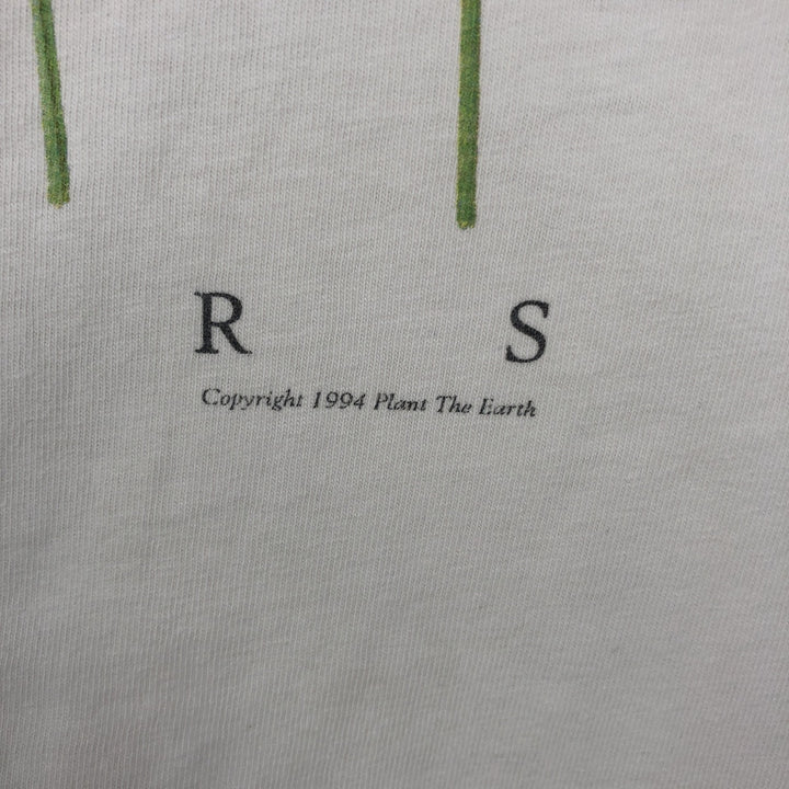 90'S Hanes BEEFY-T Floral Art T-Shirt, Made in USA, Men's Size L (approx.), Vintage cotton white type Vintage Second Hand