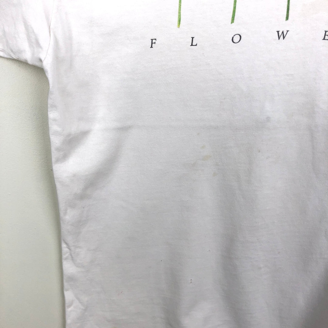 90'S Hanes BEEFY-T Floral Art T-Shirt, Made in USA, Men's Size L (approx.), Vintage cotton white type Vintage Second Hand