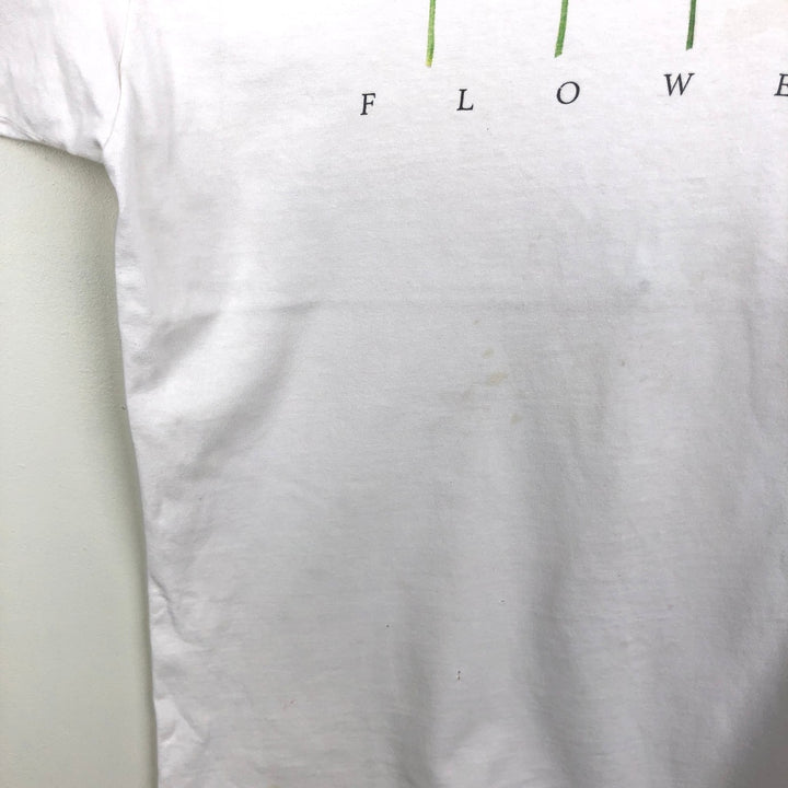 90'S Hanes BEEFY-T Floral Art T-Shirt, Made in USA, Men's Size L (approx.), Vintage cotton white type Vintage Second Hand