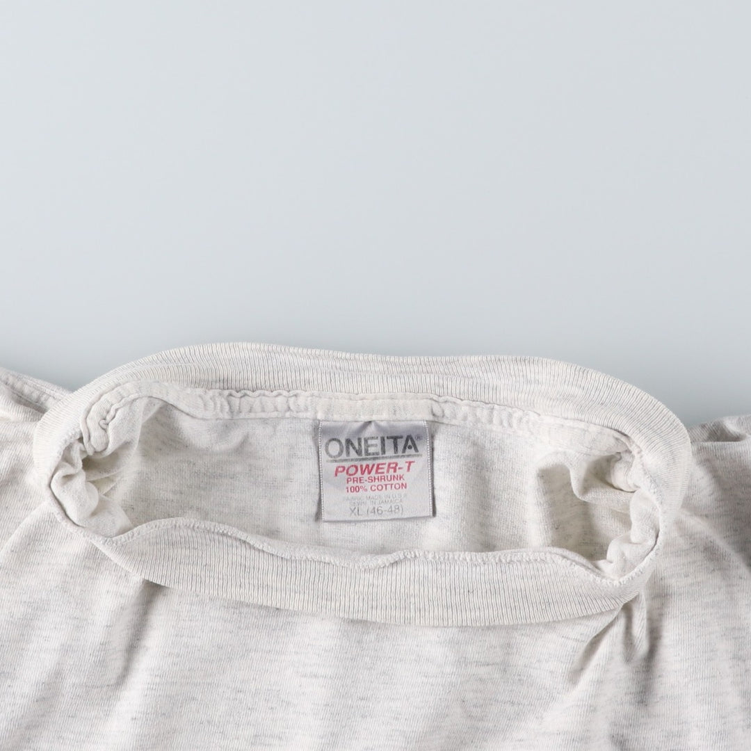 90'S ONEITA Printed T-shirt, Men's XL size, Vintage cotton gray type Vintage Second Hand