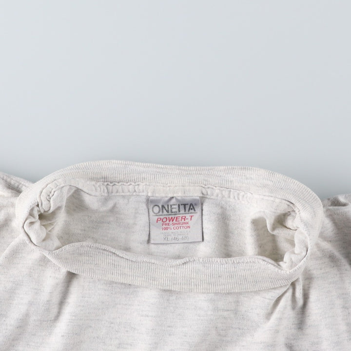 90'S ONEITA Printed T-shirt, Men's XL size, Vintage cotton gray type Vintage Second Hand