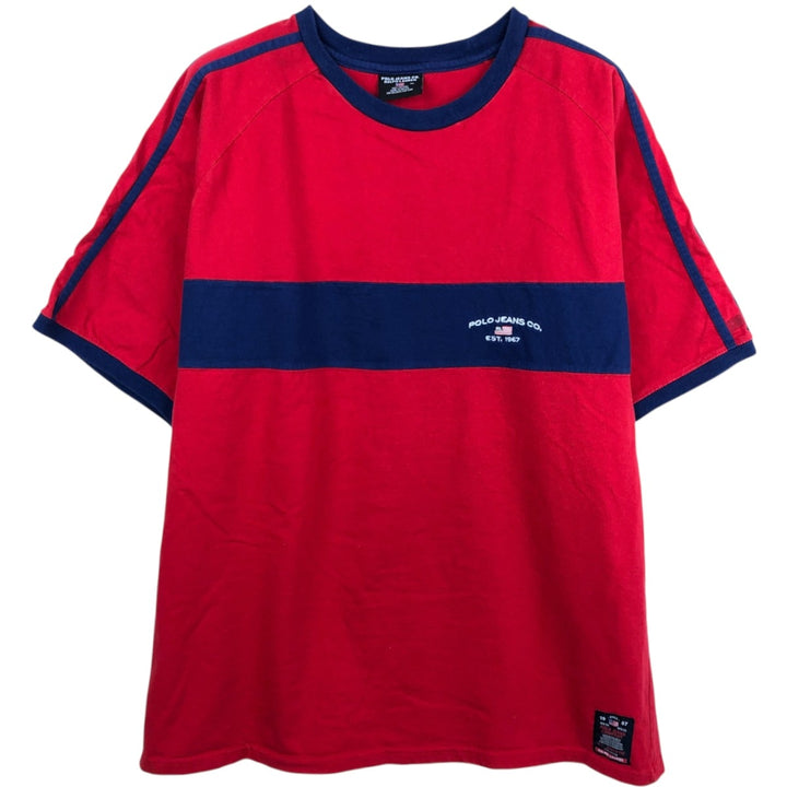 Ralph Lauren POLO JEANS COMPANY Ringer T-shirt, Men's XL equivalent, Vintage cotton red type Vintage Second Hand