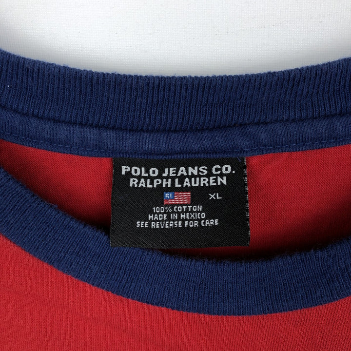 Ralph Lauren POLO JEANS COMPANY Ringer T-shirt, Men's XL equivalent, Vintage cotton red type Vintage Second Hand