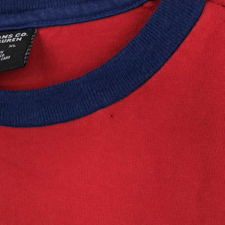 Ralph Lauren POLO JEANS COMPANY Ringer T-shirt, Men's XL equivalent, Vintage cotton red type Vintage Second Hand