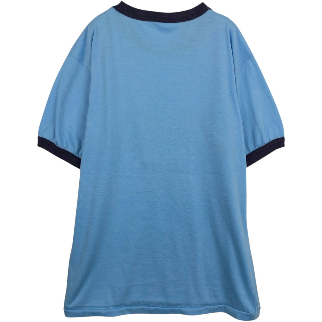 CALHOUN Ringer T-Shirt, Made in Canada, Men's Size L (equivalent) cotton Blue type light blue Vintage Second Hand