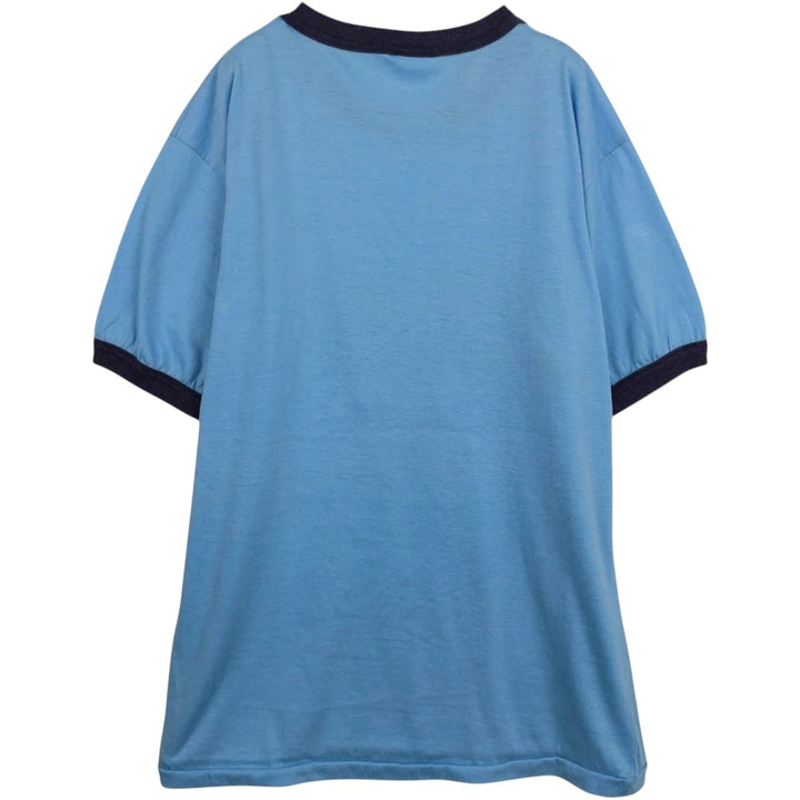 CALHOUN Ringer T-Shirt, Made in Canada, Men's Size L (equivalent) cotton Blue type light blue Vintage Second Hand