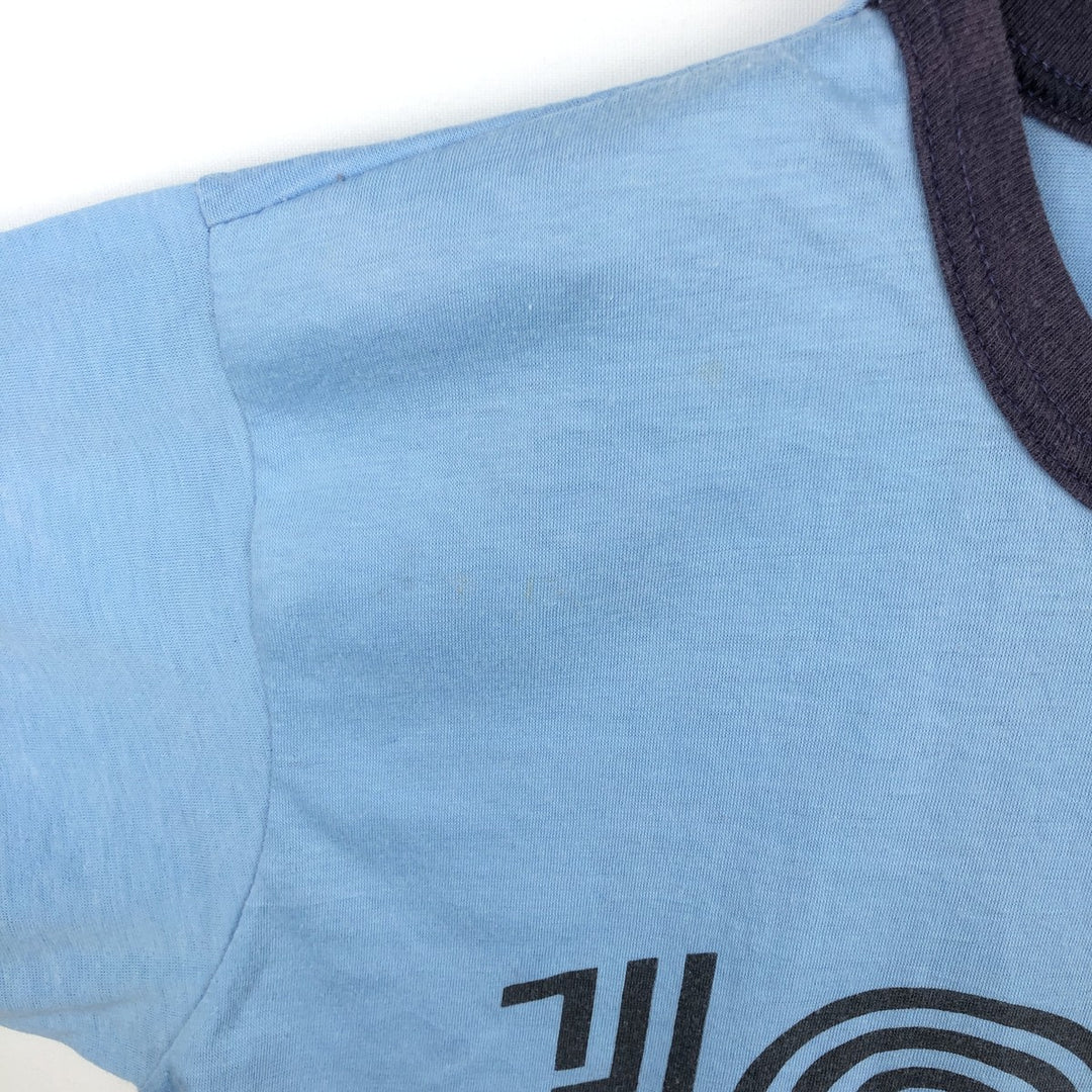 CALHOUN Ringer T-Shirt, Made in Canada, Men's Size L (equivalent) cotton Blue type light blue Vintage Second Hand