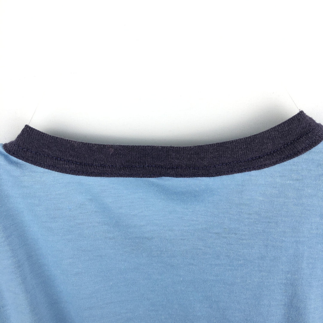 CALHOUN Ringer T-Shirt, Made in Canada, Men's Size L (equivalent) cotton Blue type light blue Vintage Second Hand