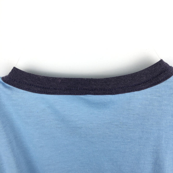CALHOUN Ringer T-Shirt, Made in Canada, Men's Size L (equivalent) cotton Blue type light blue Vintage Second Hand