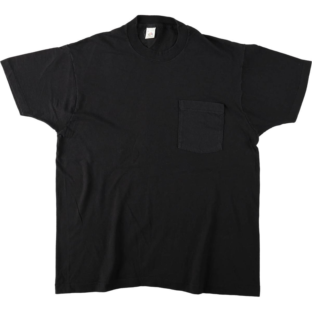 90'S Fruit of the Loom plain pocket T-shirt made in the USA, men's XL size, vintage cotton black type Vintage Second Hand