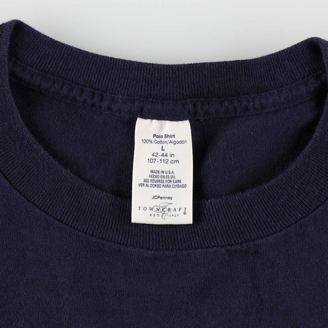 80s-90'S Town Craft Plain Pocket T-Shirt, Made in USA, Men's Size L (Equivalent), Vintage cotton navy blue type Vintage Second Hand