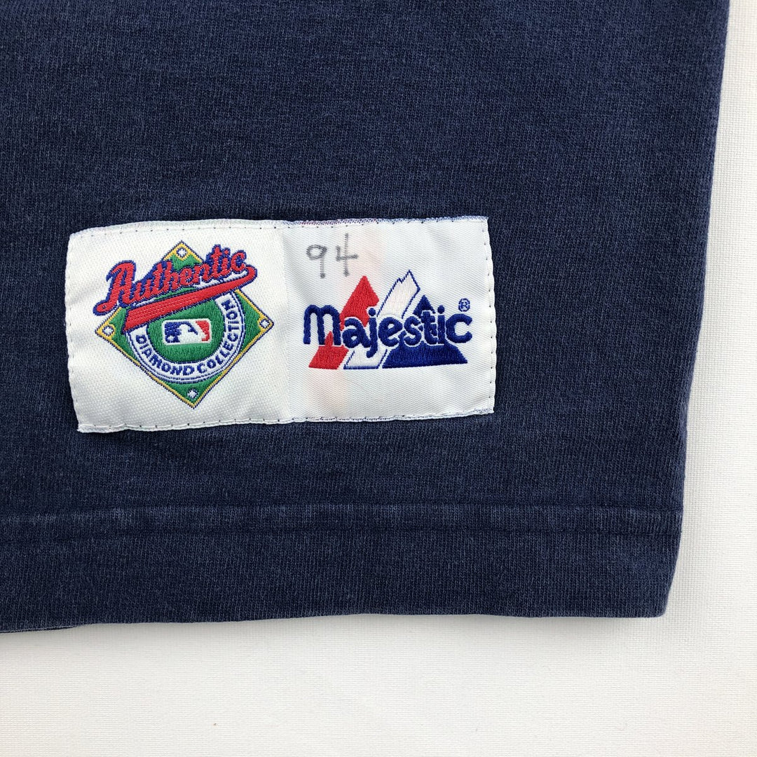 Majestic MLB NEW YORK YANKEES Sports Print T-Shirt (Men's XL equivalent) cotton navy blue type Vintage Second Hand