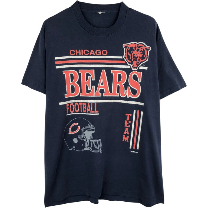 ~90'S NFL Chicago Bears sports print T-shirt, men's size M equivalent, vintage. unclear navy blue type Vintage Second Hand