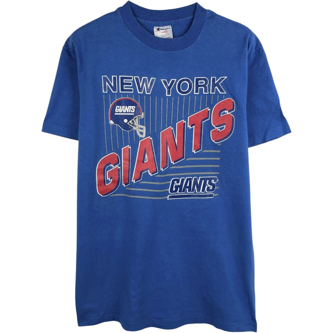 90'S Champion New York Giants sports print T-shirt, Made in USA, Men's size L equivalent, Vintage cotton blue type Vintage Second Hand