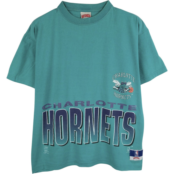 90'S Nutmeg Mills NBA Charlotte Hornets sports print T-shirt, men's size M (approx.) cotton Emerald green Vintage Second Hand