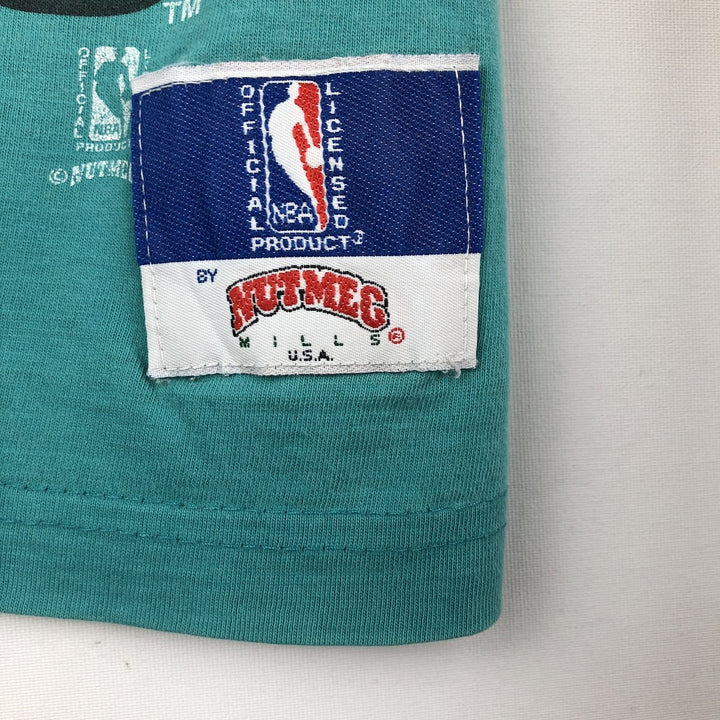 90'S Nutmeg Mills NBA Charlotte Hornets sports print T-shirt, men's size M (approx.) cotton Emerald green Vintage Second Hand