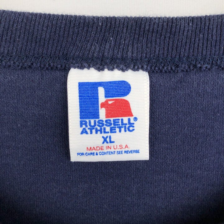 90'S Russell College T-shirt, Made in USA, Men's XL, Vintage cotton navy blue type Vintage Second Hand