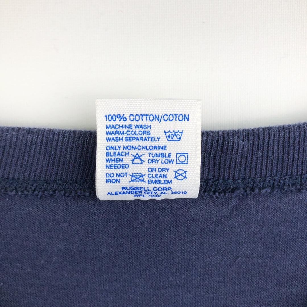 90'S Russell College T-shirt, Made in USA, Men's XL, Vintage cotton navy blue type Vintage Second Hand