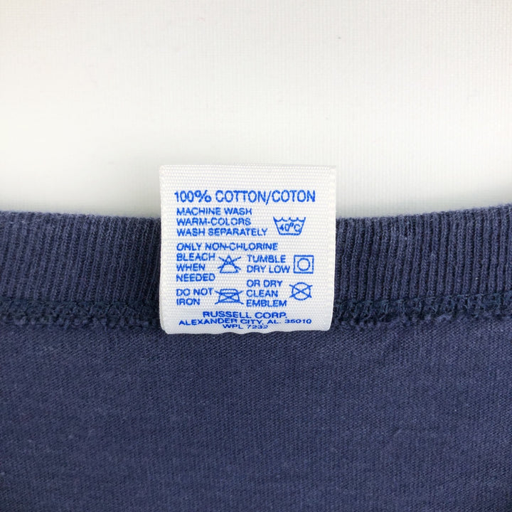 90'S Russell College T-shirt, Made in USA, Men's XL, Vintage cotton navy blue type Vintage Second Hand