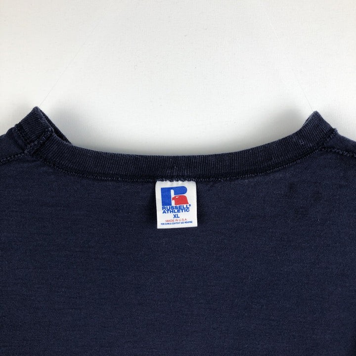 90'S Russell College T-shirt, Made in USA, Men's XL, Vintage cotton navy blue type Vintage Second Hand