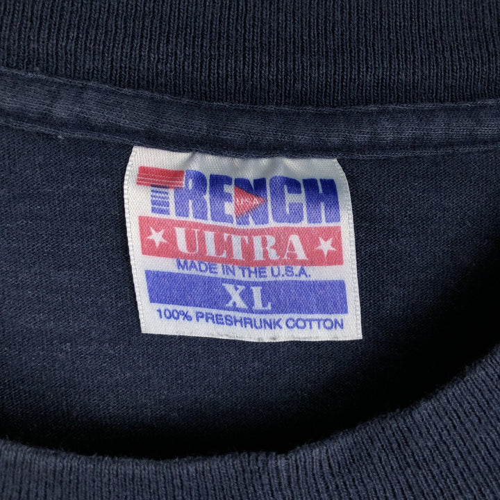 ~90'S TRENCH ULTRA Triple Print College T-Shirt, Made in USA, Men's XL Equivalent, Vintage cotton navy blue type Vintage Second Hand