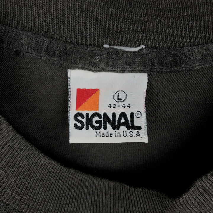 80'S SIGNAL College T-shirt, Made in USA, Men's Size L (approx.), Vintage cotton black type Vintage Second Hand