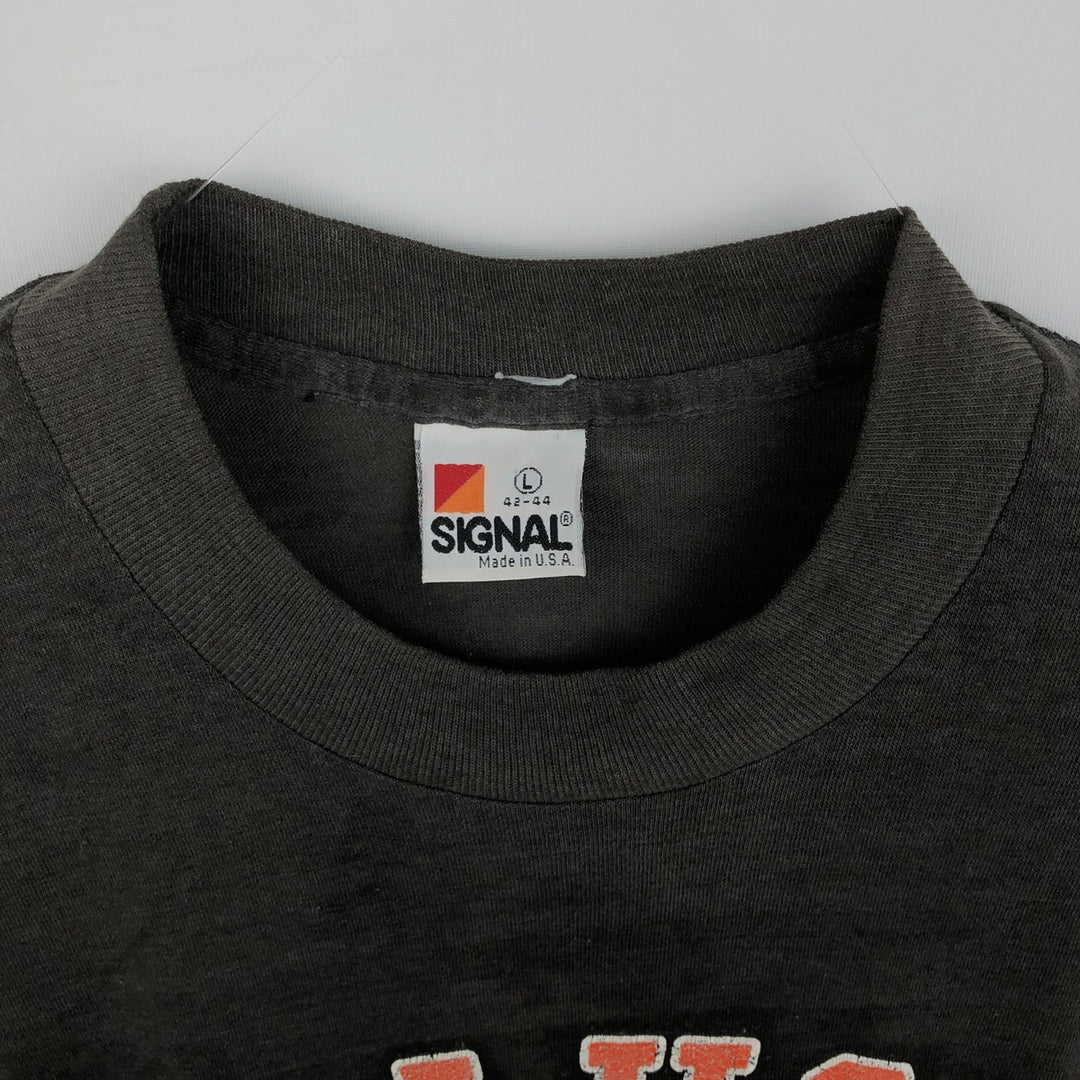 80'S SIGNAL College T-shirt, Made in USA, Men's Size L (approx.), Vintage cotton black type Vintage Second Hand