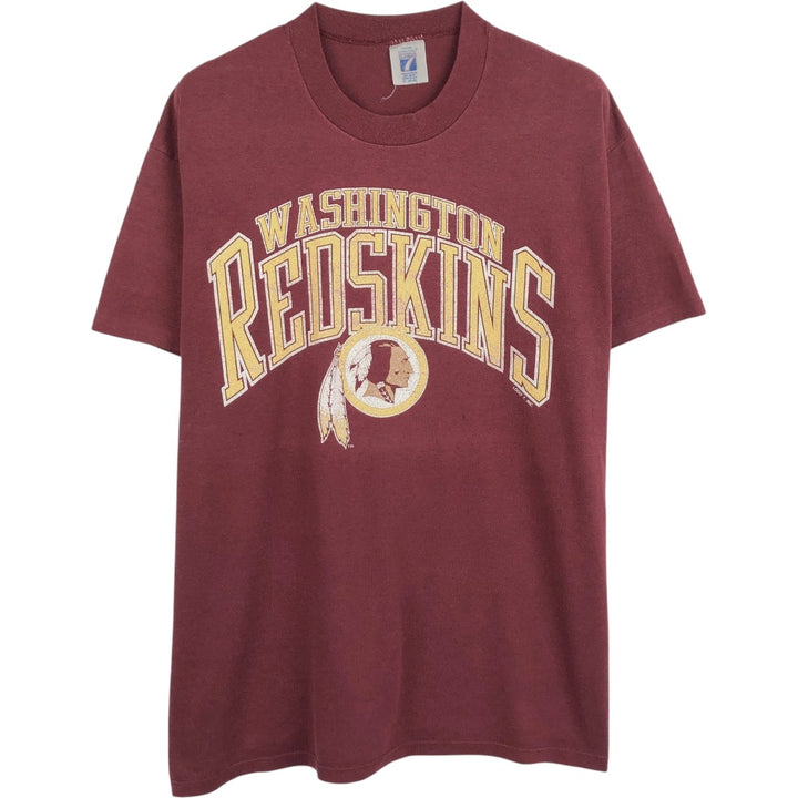90'S Logo Seven Washington Redskins Sports Print T-Shirt, Made in USA, Men's XL equivalent, Vintage polyester wine-red Vintage Second Hand