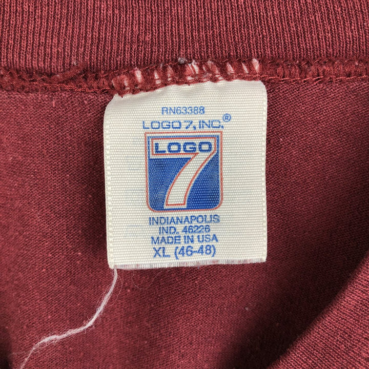 90'S Logo Seven Washington Redskins Sports Print T-Shirt, Made in USA, Men's XL equivalent, Vintage polyester wine-red Vintage Second Hand